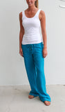 Womens Linen Pant Blue Caribbean