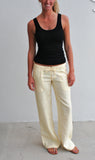 Womens Linen Pant Pale Yellow